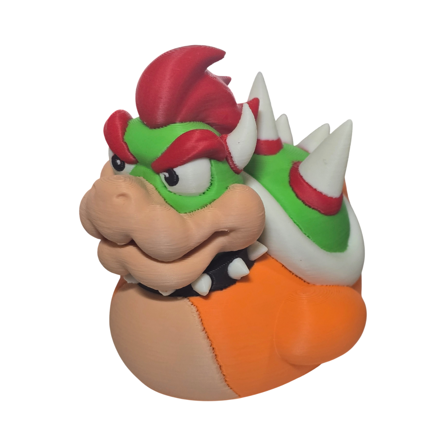 A 3D-printed figurine of Bowser from the Super Mario franchise, shown against a plain white background.